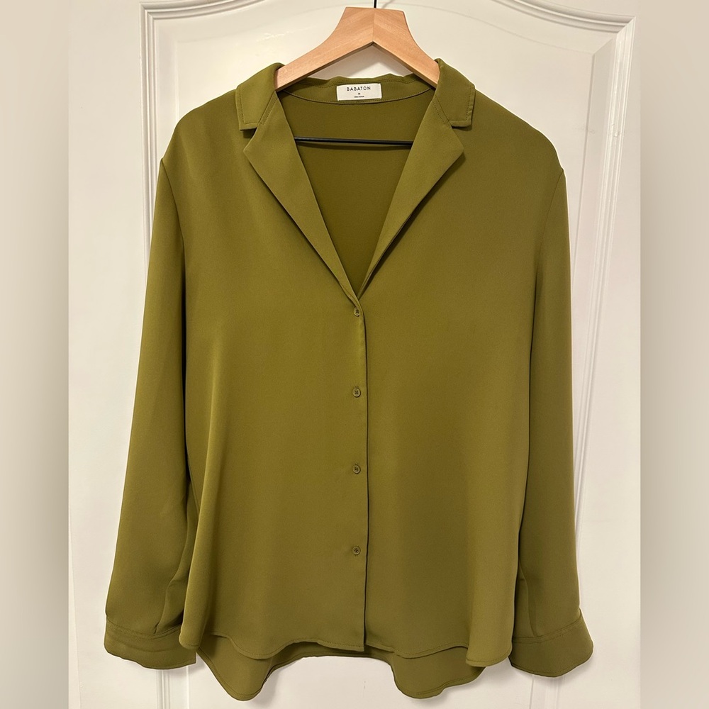 Babaton Olive Button-Up Blouse